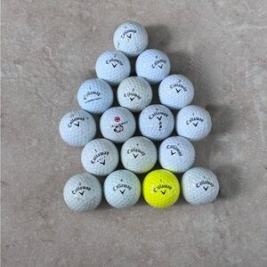 Callaway Golf Balls Lot – 16 Balls Mixed Numbers White & Yellow